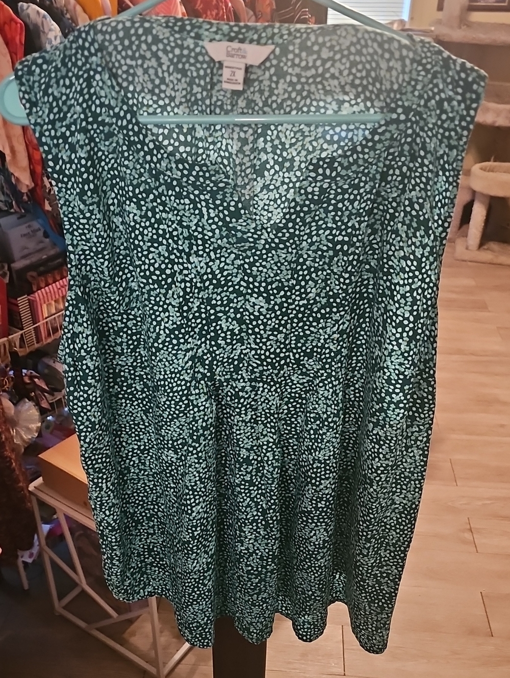 croft & barrow Teal and White Printed A-Line Skirt